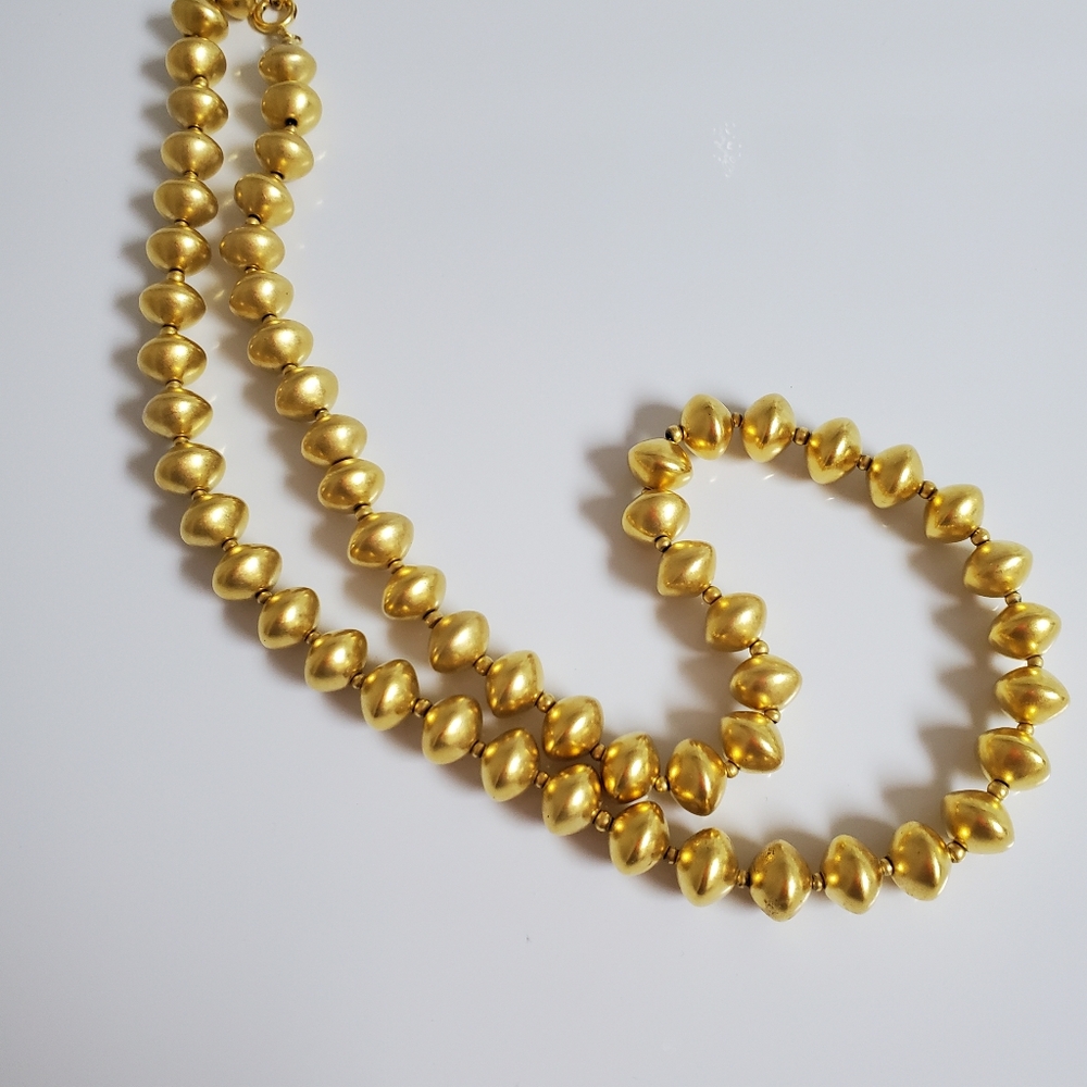 Vintage matte gold bead necklace
